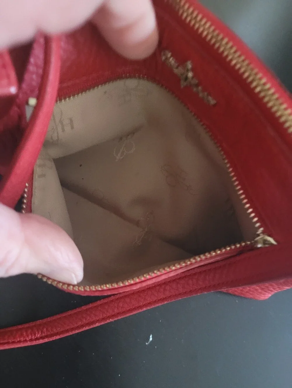 Cole Haan Red Pebbled Leather Crossbody Wristlet